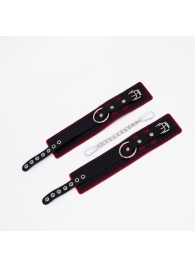 Черно-красные оковы с красной строчкой Sex - Crazy Handmade - купить с доставкой в Волгограде