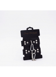 Черные кожаные наручники с регулируемыми ремешками - Crazy Handmade - купить с доставкой в Волгограде