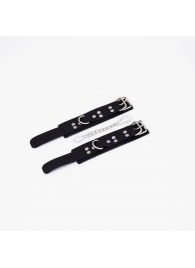 Черные кожаные наручники с регулируемыми ремешками - Crazy Handmade - купить с доставкой в Волгограде