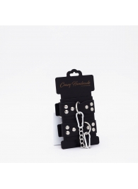 Черные кожаные оковы с регулируемыми ремешками - Crazy Handmade - купить с доставкой в Волгограде