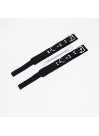 Черные кожаные оковы с регулируемыми ремешками - Crazy Handmade - купить с доставкой в Волгограде