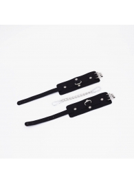 Черные кожаные оковы с хромированной фурнитурой - Crazy Handmade - купить с доставкой в Волгограде