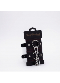 Черно-красные кожаные наручники - Crazy Handmade - купить с доставкой в Волгограде