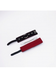 Черно-красные кожаные наручники - Crazy Handmade - купить с доставкой в Волгограде