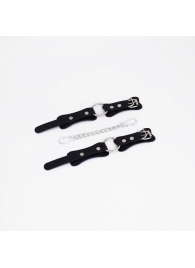 Черные кожаные наручники с кольцом - Crazy Handmade - купить с доставкой в Волгограде