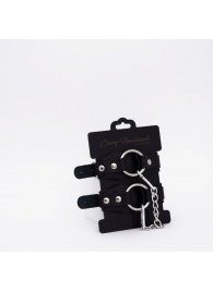 Черные кожаные оковы с кольцом - Crazy Handmade - купить с доставкой в Волгограде