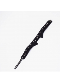 Черный однослойный кожаный ошейник с имитацией воротничка - Crazy Handmade - купить с доставкой в Волгограде