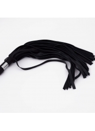 Черный кожаный флоггер со стальной ручкой - 45 см. - Crazy Handmade - купить с доставкой в Волгограде