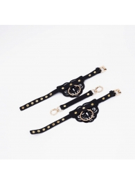 Черные оковы с золотистой фурнитурой - Crazy Handmade - купить с доставкой в Волгограде