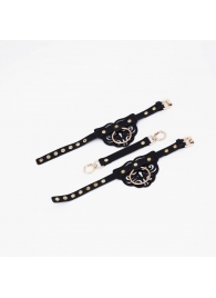 Черные оковы с золотистой фурнитурой - Crazy Handmade - купить с доставкой в Волгограде