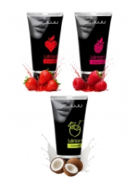 Набор из 3 съедобных лубрикантов JUJU (клубника, малина, кокос) - JuJu - купить с доставкой в Волгограде
