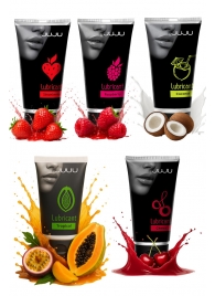 Набор из 5 съедобных лубрикантов JUJU (клубника, малина, тропические фрукты, вишня, кокос) - JuJu - купить с доставкой в Волгограде