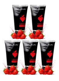 Набор из 5 съедобных лубрикантов JUJU со вкусом клубники - JuJu - купить с доставкой в Волгограде