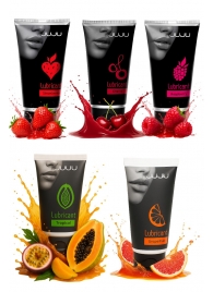 Набор из 5 съедобных лубрикантов JUJU (клубника, малина, тропические фрукты, вишня, грейпфрут) - JuJu - купить с доставкой в Волгограде