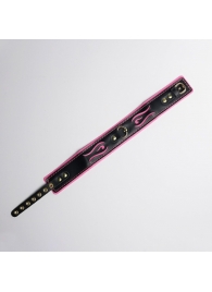 Черно-розовый ошейник с золотистой фурнитурой - Crazy Handmade - купить с доставкой в Волгограде