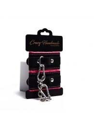 Черно-розовые скругленные наручники с мягкой подкладкой - Crazy Handmade - купить с доставкой в Волгограде