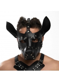 Черная кожаная маска «Собака» - Crazy Handmade - купить с доставкой в Волгограде