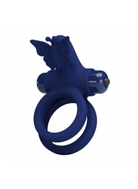 Синее эрекционное кольцо с вибростимуляцией клитора - Baile - в Волгограде купить с доставкой