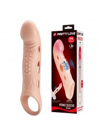 Телесная удлиняющая насадка с рельефом и вибрацией Brad - 21,3 см. - Baile - в Волгограде купить с доставкой