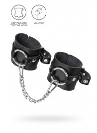 Черные наручники из толстой натуральной кожи с люверсами - Pecado - купить с доставкой в Волгограде