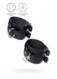 Черные кожаные оковы с двумя перекрёстными ремешками - Pecado - купить с доставкой в Волгограде