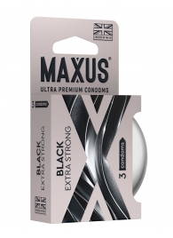 Черные утолщенные презервативы MAXUS Extra Strong с железным кейсом - 3 шт. - Maxus - купить с доставкой в Волгограде