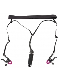 Женские вибростринги с зажимами для половых губ Spreader String with Vibrator - Orion - купить с доставкой в Волгограде