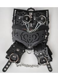 Черный ажурный кожаный набор фиксаций - Crazy Handmade - купить с доставкой в Волгограде