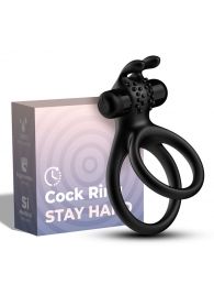 Черное эрекционное виброкольцо с подхватом мошонки Stay Hard - Boys of Toys - в Волгограде купить с доставкой