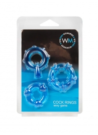 Набор из 3 синих эрекционных колец с различным рельефом - Erowoman-Eroman - в Волгограде купить с доставкой