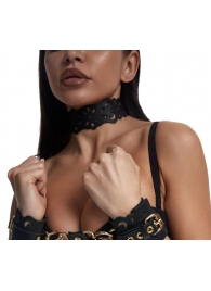 Черный ажурный чокер с золотистой фурнитурой - Crazy Handmade - купить с доставкой в Волгограде