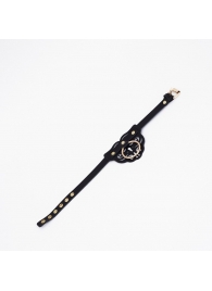 Черный чокер с клепками и золотистой фурнитурой - Crazy Handmade - купить с доставкой в Волгограде