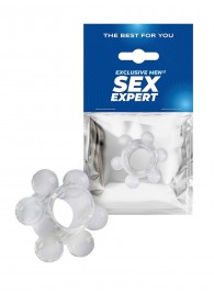 Прозрачное эрекционное кольцо с 6 стимулирующими шариками - Sex Expert - в Волгограде купить с доставкой