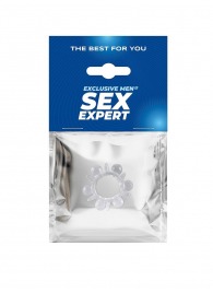 Прозрачное эрекционное кольцо с шариками и шипами - Sex Expert - в Волгограде купить с доставкой