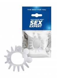 Эластичное эрекционное кольцо с шариками и лучами - Sex Expert - в Волгограде купить с доставкой