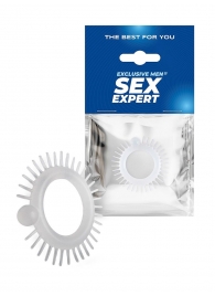 Эластичное эрекционное кольцо с шипиками и шариком - Sex Expert - в Волгограде купить с доставкой