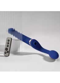 Синий безремневой страпон Multi Orgasm Bendable Strap-On size L с клиторальной стимуляцией - Strap-on-me - купить с доставкой в Волгограде