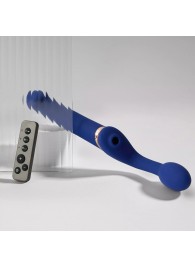 Синий безремневой страпон Multi Orgasm Bendable Strap-On size XL с клиторальной стимуляцией - Strap-on-me - купить с доставкой в Волгограде