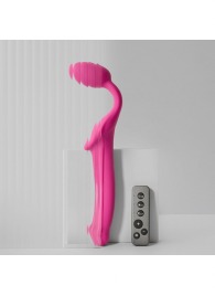 Ярко-розовый безремневой страпон Strap-on-me Vibrating Bendable Strap-On size XL - Strap-on-me - купить с доставкой в Волгограде