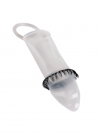 Закрытая насадка на пенис с подхватом мошонки и стимулирующими «ресничками» - Sextaz - в Волгограде купить с доставкой