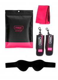 Черно-розовый эротический набор: маска, наручники и повязка - Erokay - купить с доставкой в Волгограде