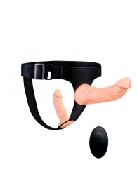 Женский страпон с 2 насадками, вибрацией и пультом ДУ - Erowoman-Eroman - купить с доставкой в Волгограде