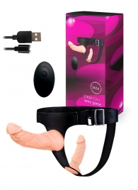 Женский страпон с 2 насадками, вибрацией и пультом ДУ - Erowoman-Eroman - купить с доставкой в Волгограде