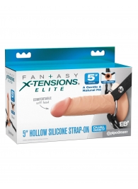 Телесный пустотелый фаллопротез 5’’ Hollow Silicone Strap-On - 14 см. - Pipedream - купить с доставкой в Волгограде