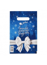 Сине-белый подарочный новогодний пакет с вырубной ручкой (20х30 см) - Сима-Ленд - купить с доставкой в Волгограде