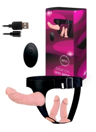 Женский страпон с 3 насадками и вибрацией - Erowoman-Eroman - купить с доставкой в Волгограде