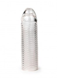 Прозрачная закрытая насадка на пенис с ребрышками - 16 см. - Sex Expert - в Волгограде купить с доставкой