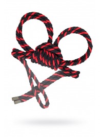 Черно-красные наручники-оковы ’’Узел-омега’’ из хлопковой веревки - Pecado - купить с доставкой в Волгограде