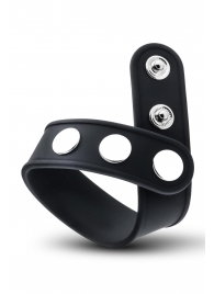 Черное эрекционное кольцо на кнопках - Blush Novelties - в Волгограде купить с доставкой