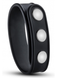 Черное эрекционное кольцо на кнопках - Blush Novelties - в Волгограде купить с доставкой